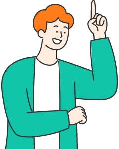 指差ししている男性のイラスト